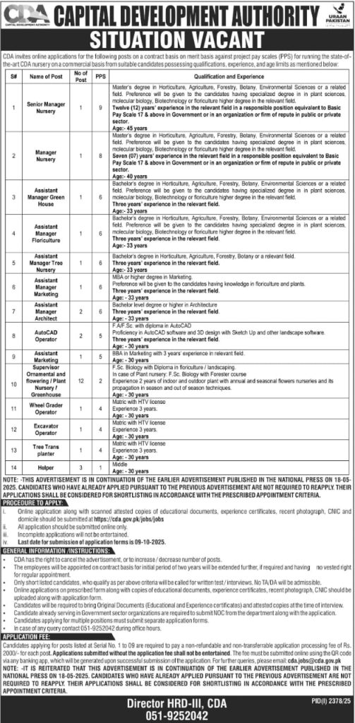 Capital Development Authority CDA 