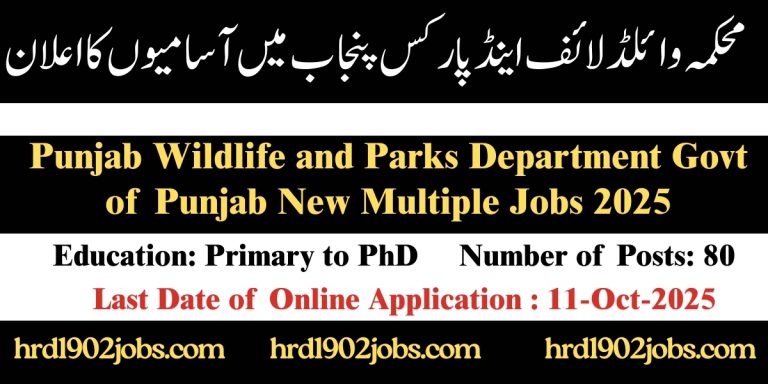 Punjab Wildlife and Parks Department Govt of Punjab New Multiple Jobs 2025