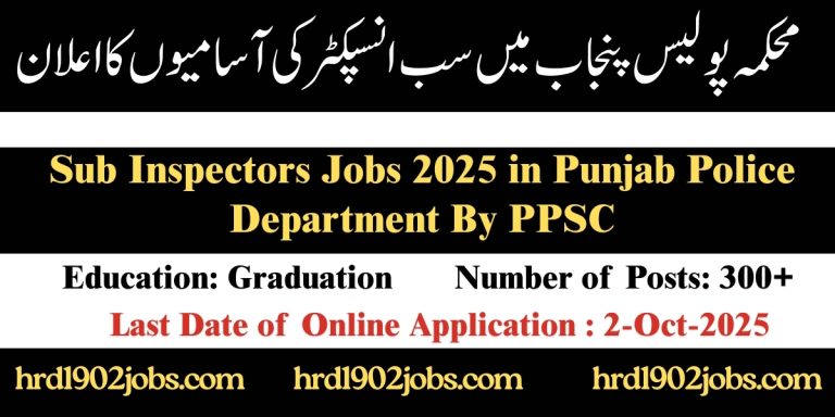 Sub Inspectors Jobs 2025 in Punjab Police Department By PPSC