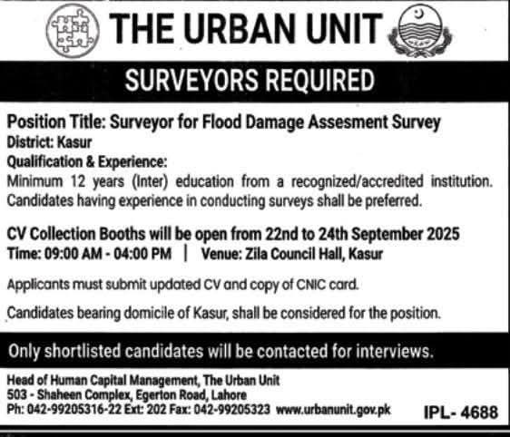 Urban Unit Surveyor Jobs