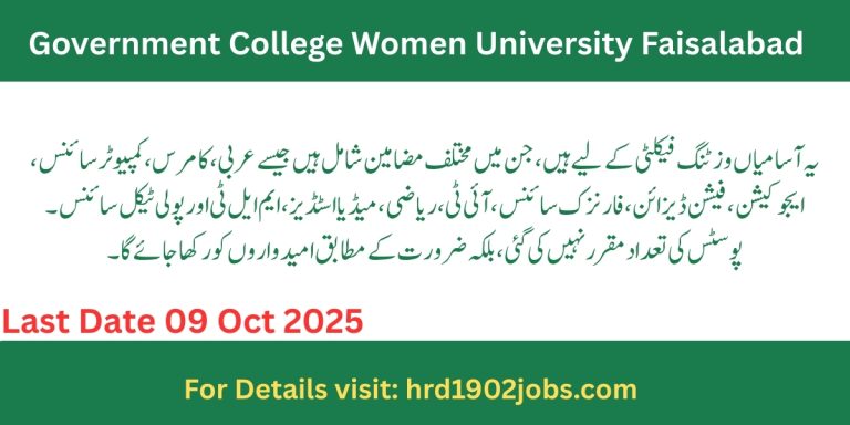 Visiting Faculty Teacher Jobs 2025 at GC Women University Faisalabad